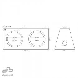 BASSER 2 x 10'' inch (25 CM) Universele Gesloten Subwooferbehuizing (2 x SCHUIN, 2 x 20 LITER)