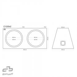 BASSER 2 x 12'' inch (30 CM) Universele Gesloten Subwooferbehuizing (2 x SCHUIN, 2 x 30 LITER)