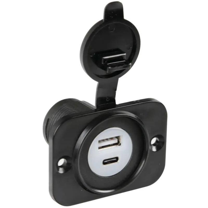 Lampa USB Inbouwsocket 12/ 24 Volt USB-A / USB-C Lampa USB Inbouwsocket 12/ 24 Volt USB-A / USB-C