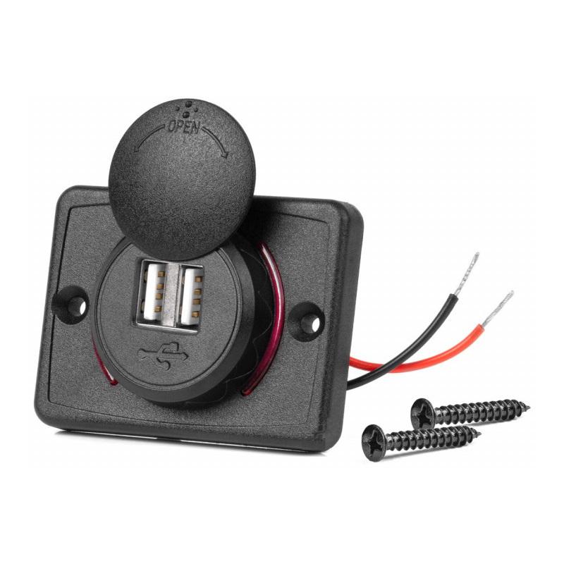 ACV 2 x USB-A Opbouwbehuizing Waterdicht 12 / 24 Volt (64 x 48 MM)