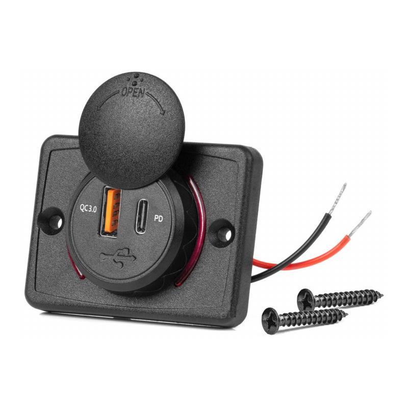 ACV USB-A + USB-C Opbouwbehuizing Waterdicht 12 / 24 Volt (64 x 48 MM)